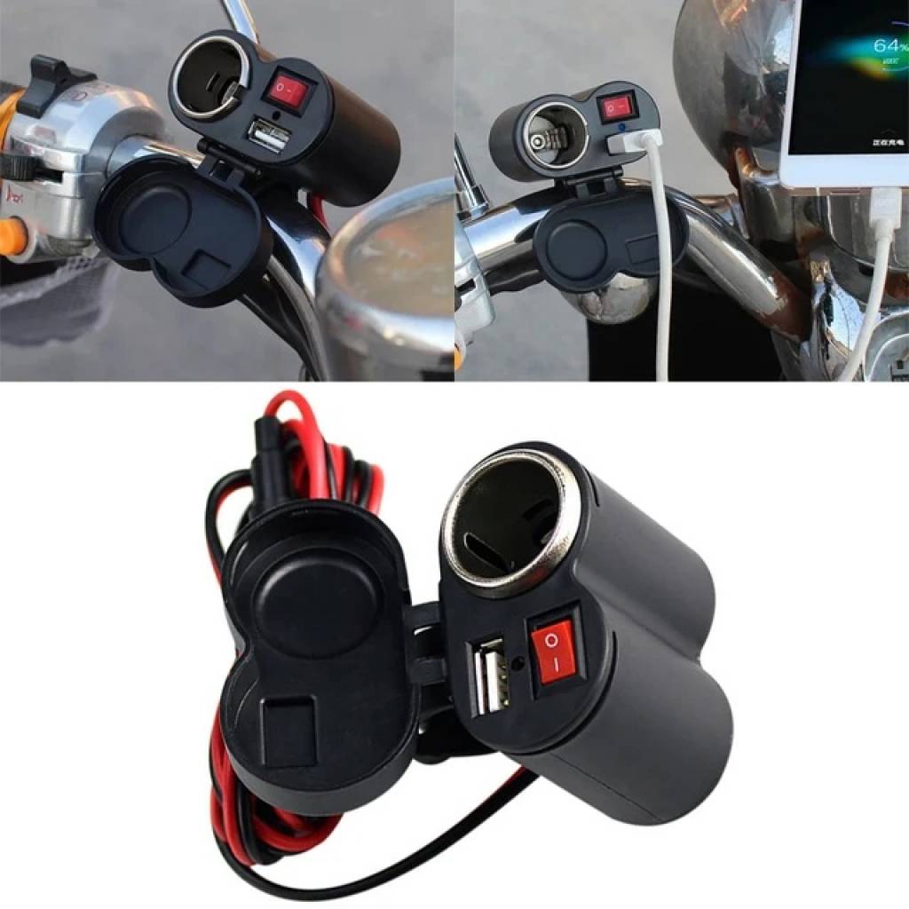 Cargador para Manillar de Moto 12V + USB - Kit Completo de Instalación con Fusible - Imagen 2