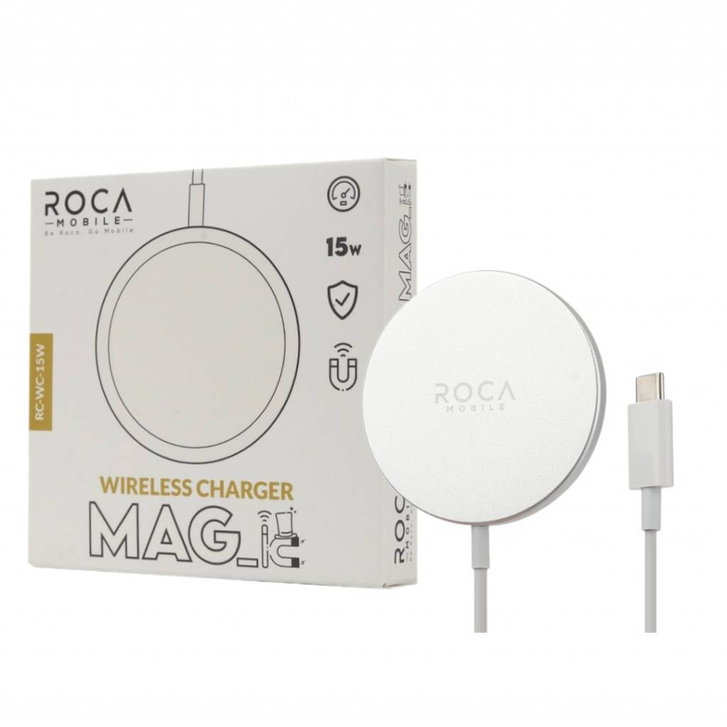 Cargador Inalámbrico Magnético ROCA 15W – Aluminio Premium MagSafe Compatible