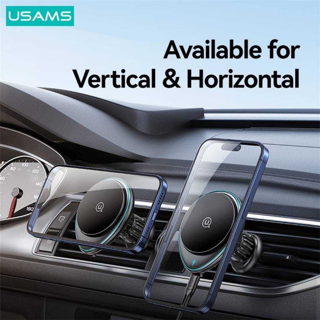 Cargador Magnético para Auto USAMS CD222 - Carga Rápida 15W MagSafe con Luz LED - Imagen 3