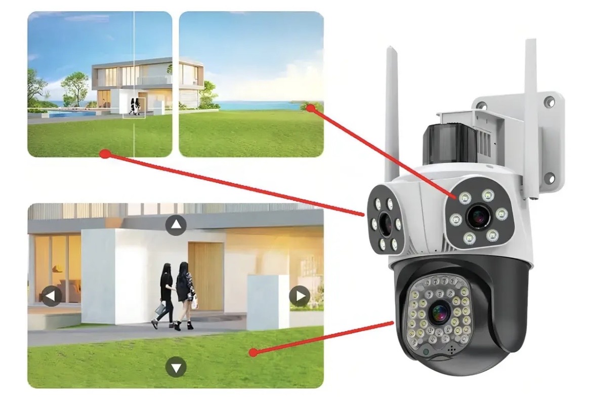 Cámara de Seguridad WiFi Triple Lente 360° PTZ Exterior - Imagen 5
