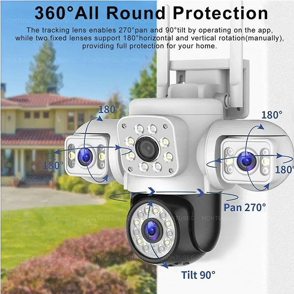 Cámara de Seguridad WiFi Triple Lente 3x 2MP PTZ – App Yoosee - Imagen 4