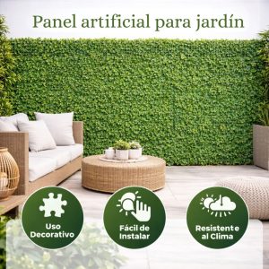 Panel Decorativo de Hojas Artificiales 1 x 3 m – Jardín Vertical