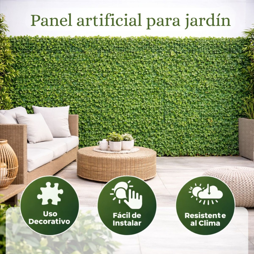 Panel Decorativo de Hojas Artificiales 1 x 3 m – Jardín Vertical