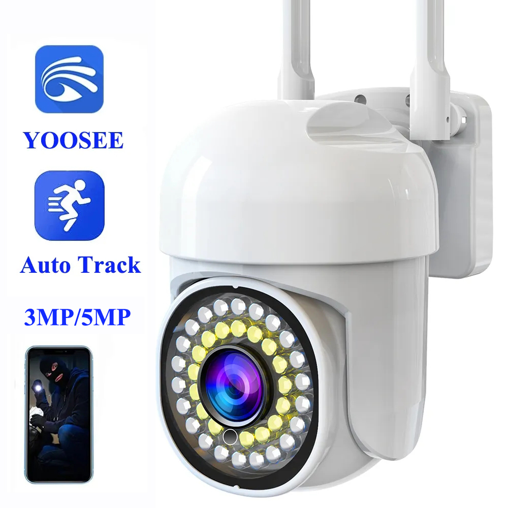 Cámara de Seguridad Exterior WiFi Yoosee 3MP 2K PTZ con Visión Nocturna